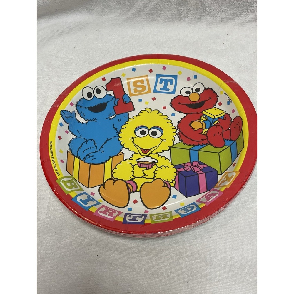DesignWare Sesame Street First‎ Birthday 7" Paper Plates 8 Vintage Big Bird Elmo